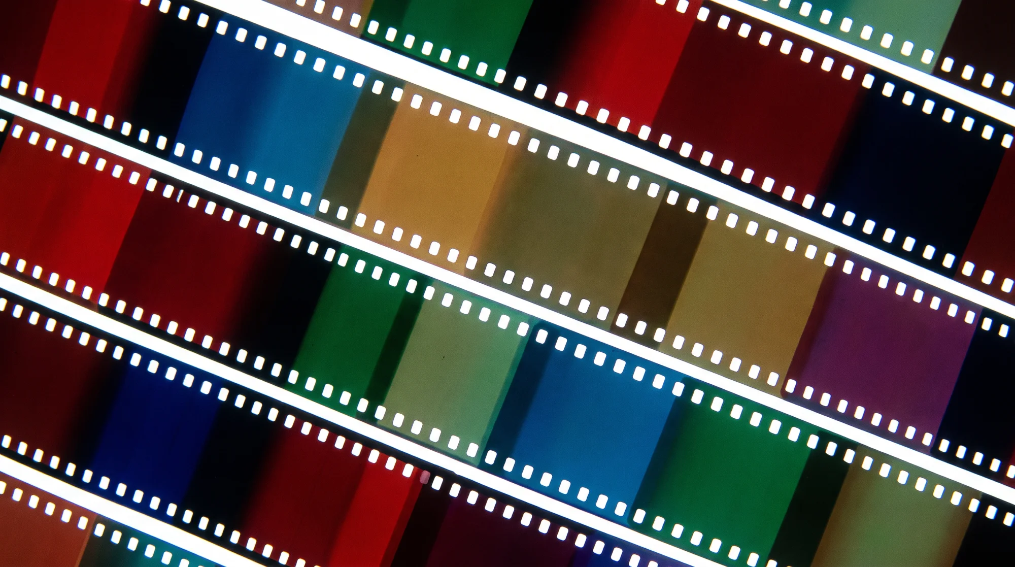35mm colour film on a light table