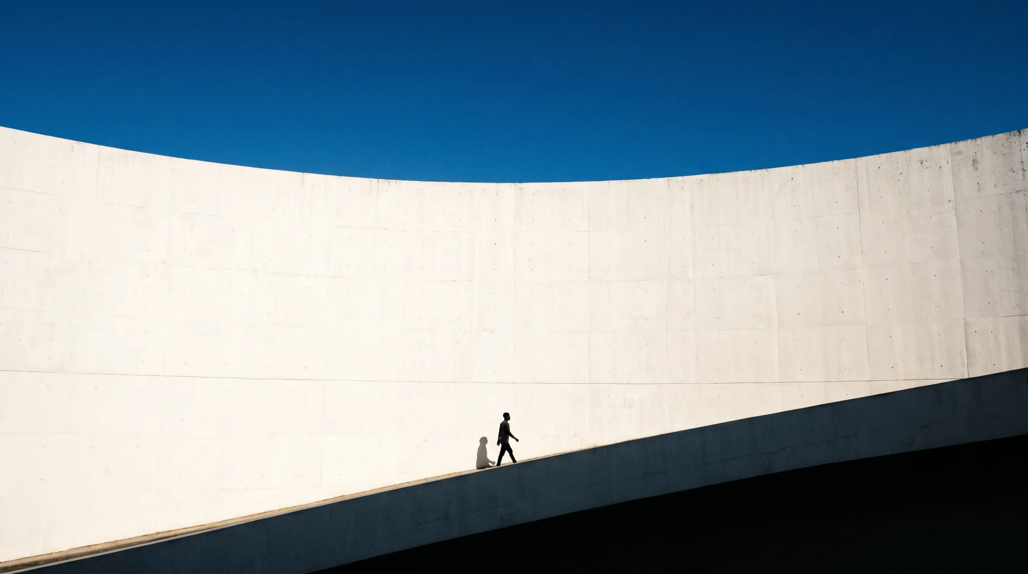 Brazilian modernist architecture in hard sunlight